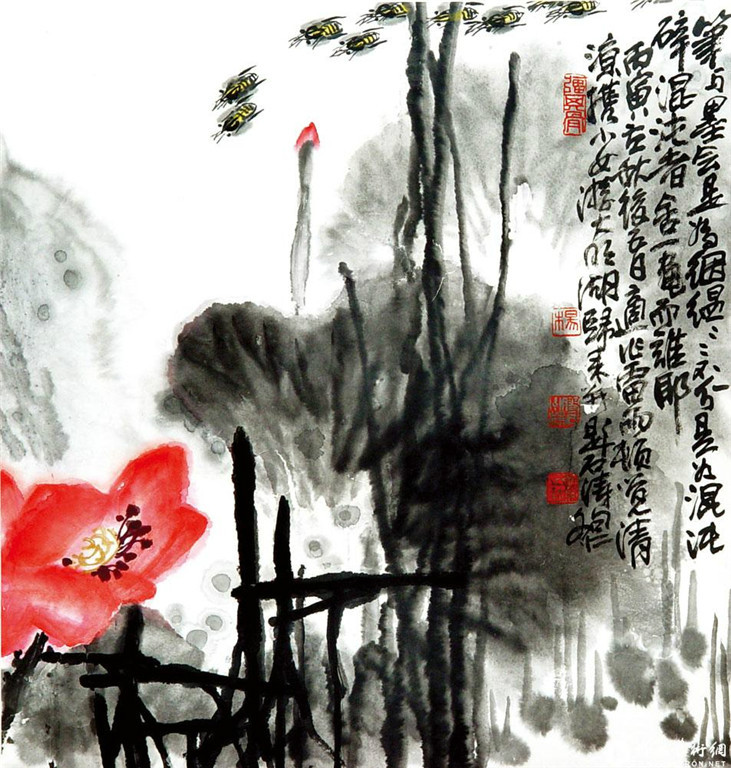 国画家杨文仁写意荷花作品