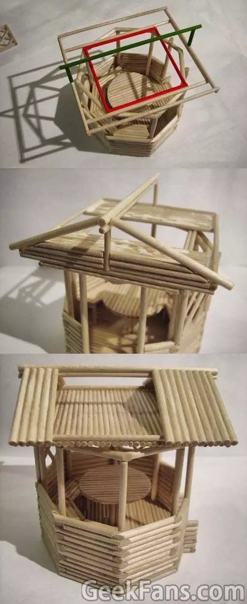 教程一次性筷子木棍制作凉亭