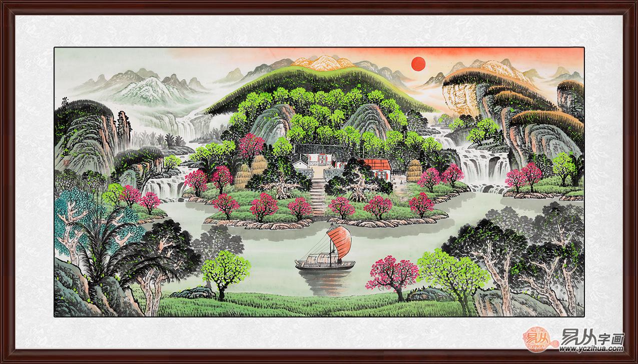 左右逢源 易天也风水画作品《招财聚宝盆 作品来源【易从网】
