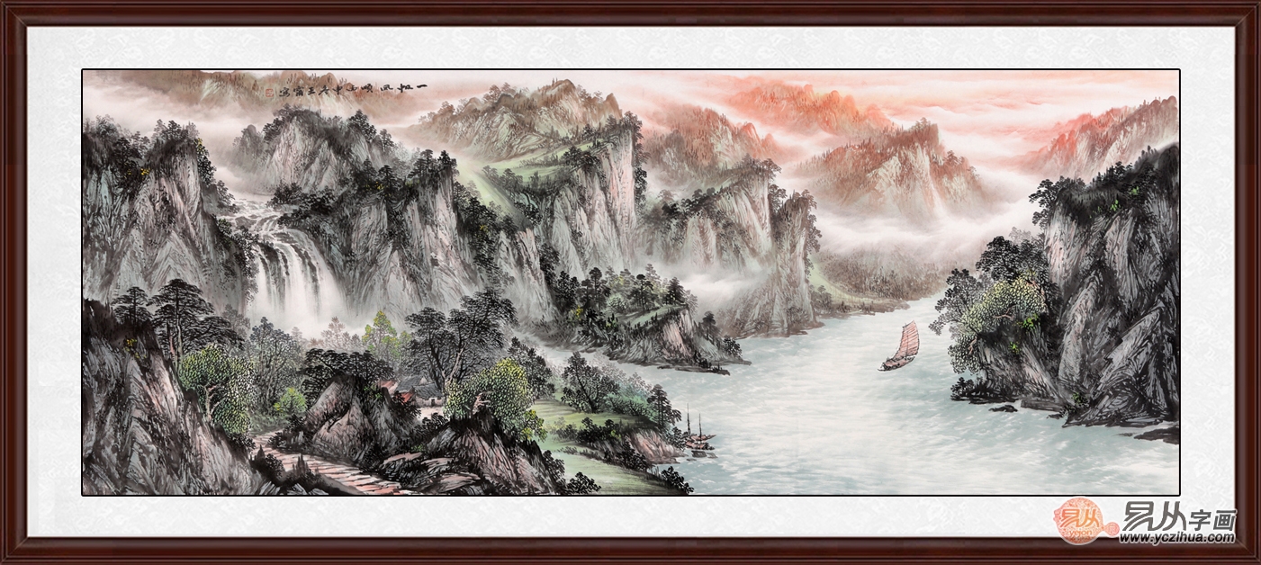 客厅山水画推荐三:   王宁,男,1965年生于山东龙口,中国职业书画家.
