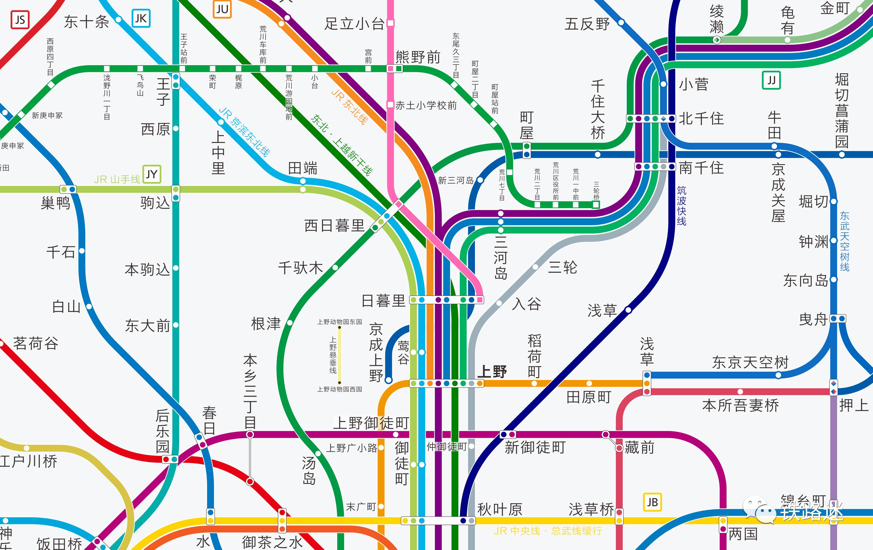 最新最全最清晰密如蛛网的东京轨道交通线路图来了