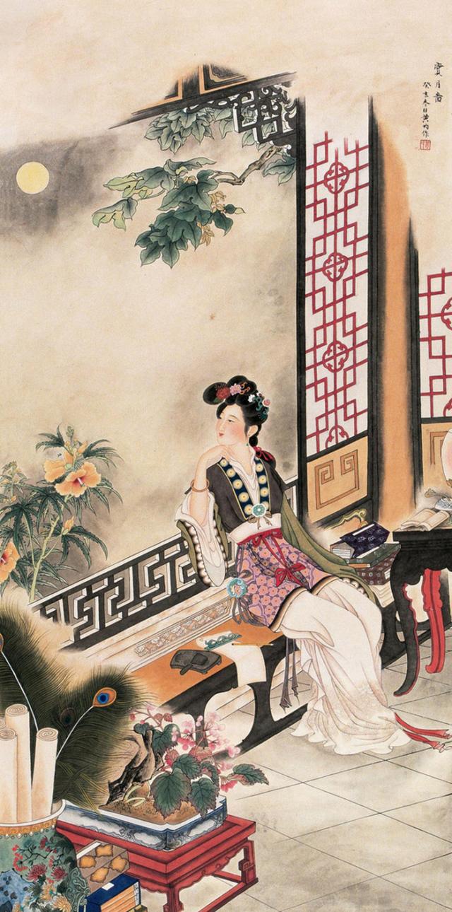 笔法细腻,色彩绚丽,近代著名画家黄钧工笔重彩仕女作品精选欣赏