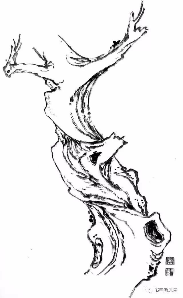 绝对提神醒脑的国画老树连题画诗都有啦