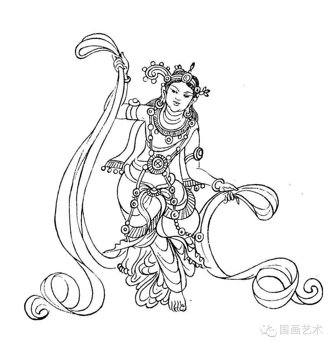 线描敦煌壁画舞姿就一字美2