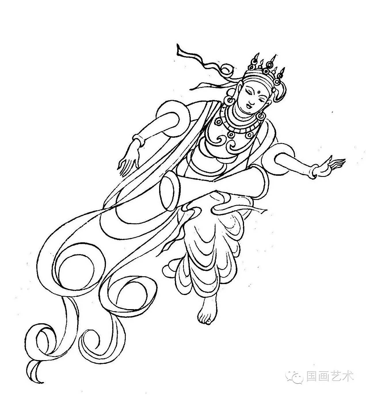 线描敦煌壁画舞姿就一字美2