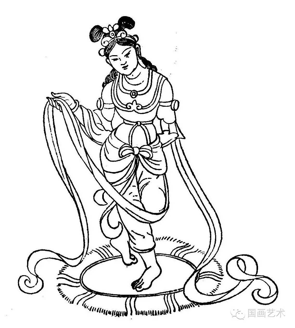 线描敦煌壁画舞姿就一字美2