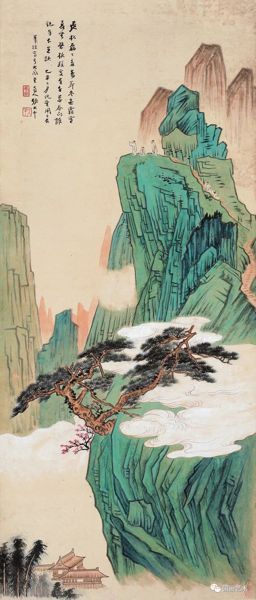 张大千青绿山水如清风拂面