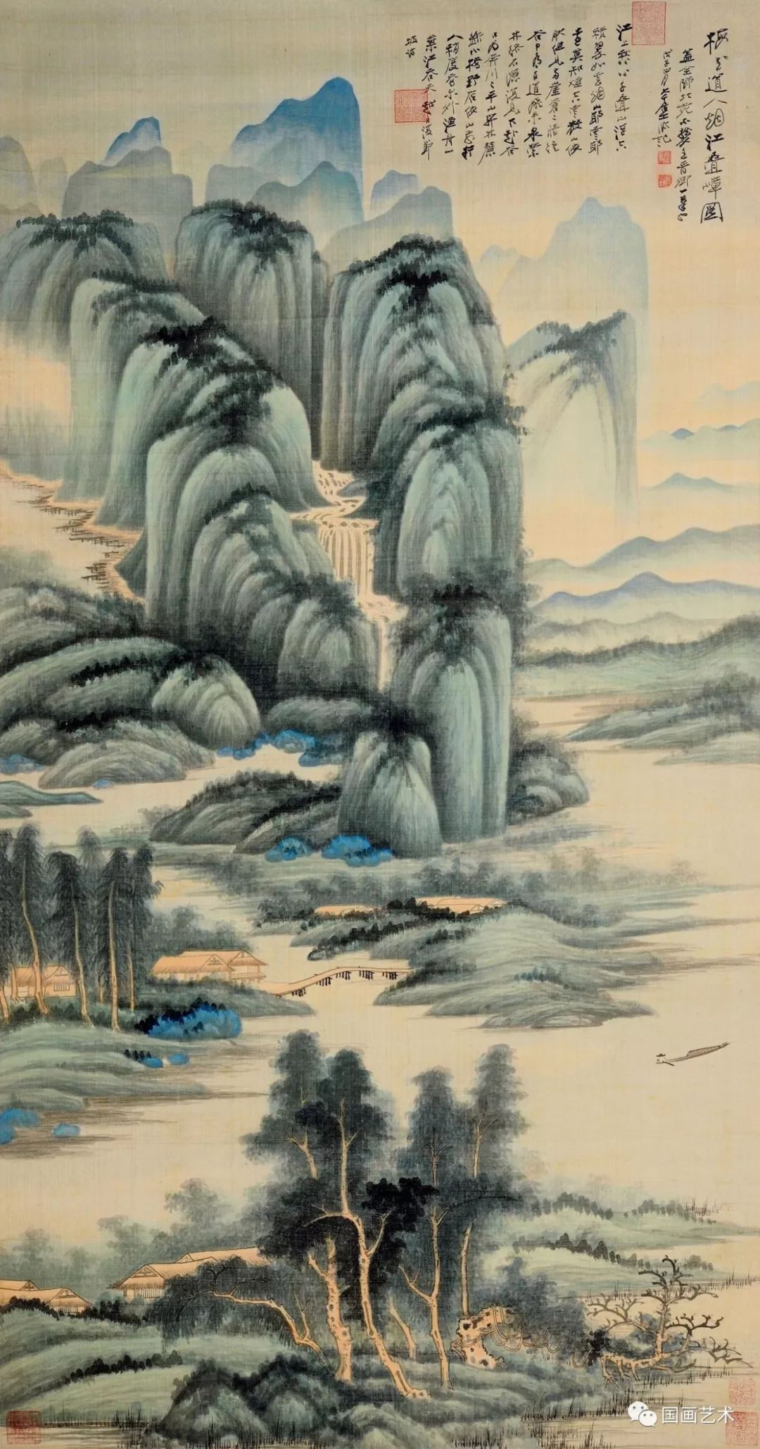 张大千青绿山水如清风拂面