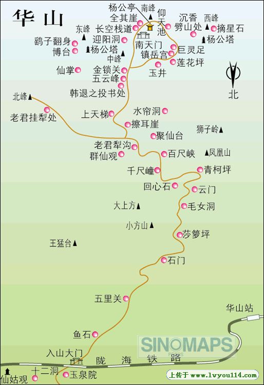 华山游览路线图片