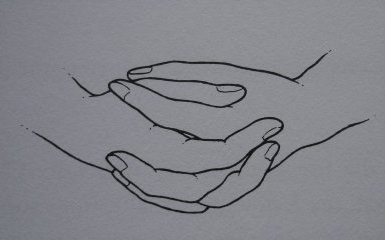 双手交叉素描图片