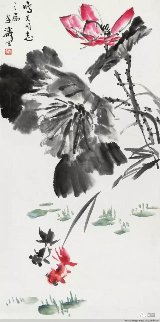 王雪涛笔下的荷花尽显大师风范