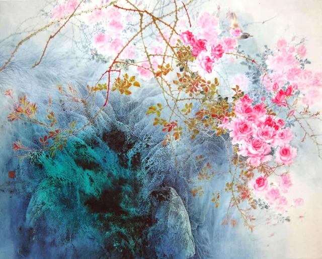 冯霖章工笔泼彩花鸟画