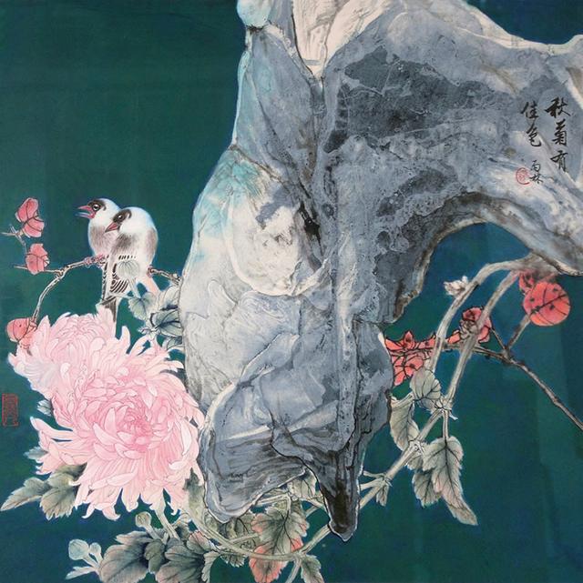 冯霖章工笔泼彩花鸟画