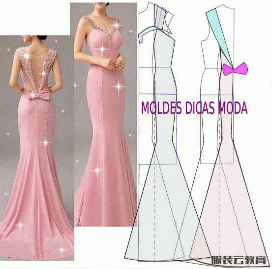 图纸集15款华丽鱼尾裙的款式与裁剪图