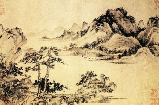 深山藏古寺山水画图片