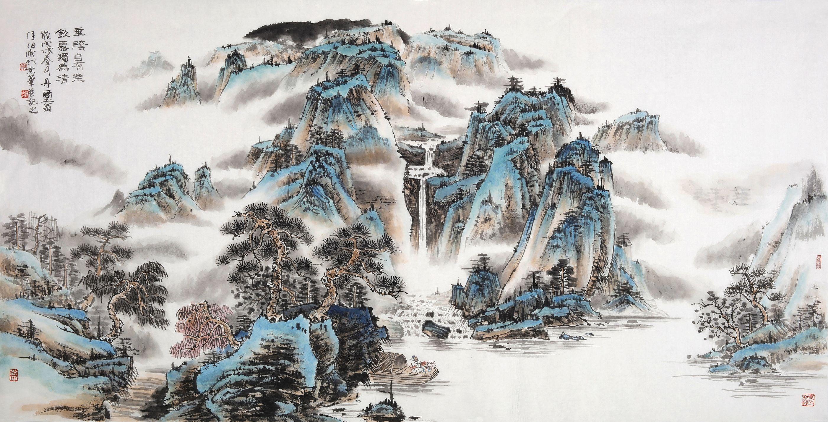 徐恩家工笔山水画9幅