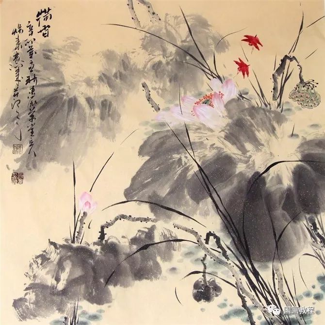 国画教程300幅水墨荷花太美了