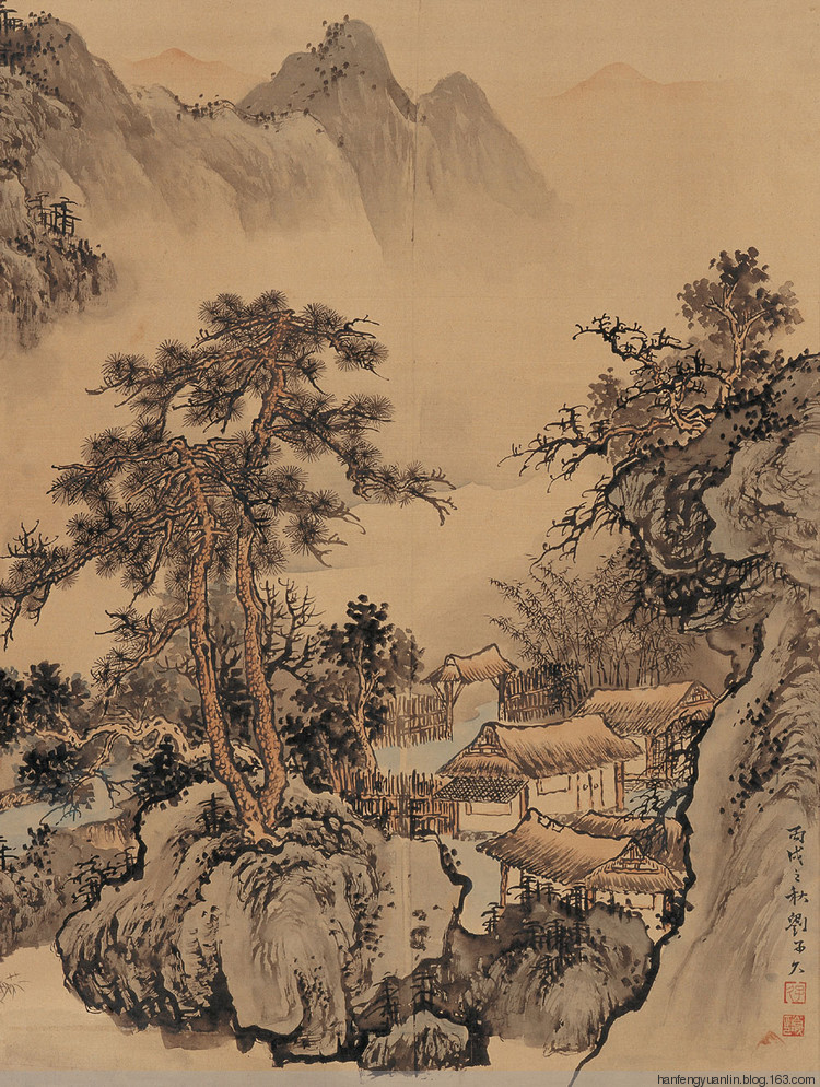 刘子久(1891-1975)天津著名国画家.原名光城,号饮湖.天津人.