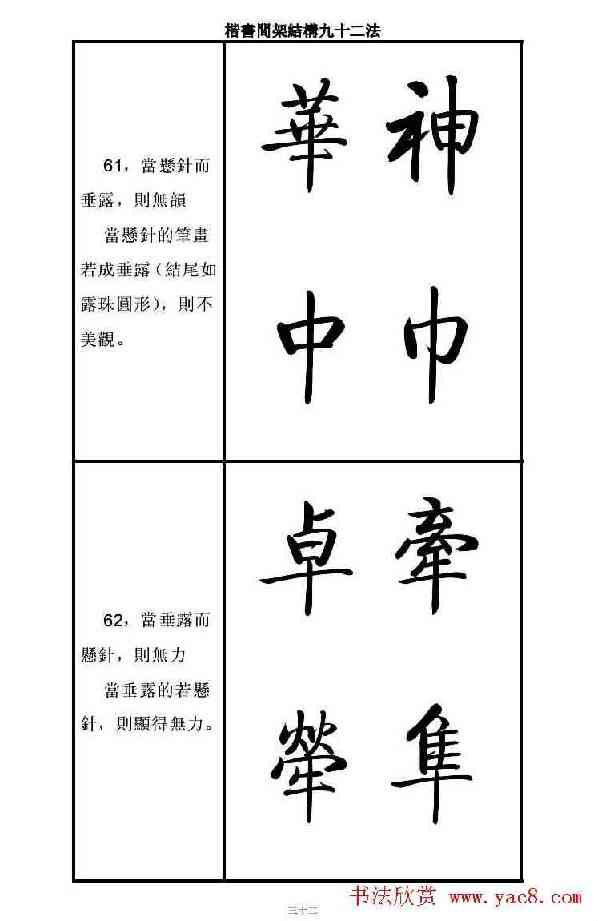 墨香集名人佳作啟功書法楷書間架結構九十二法