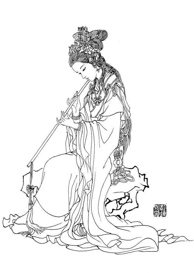 国画学习素材——神话人物白描作品91幅