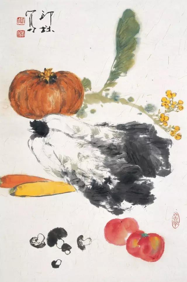 萧朗的国画写意果蔬作品