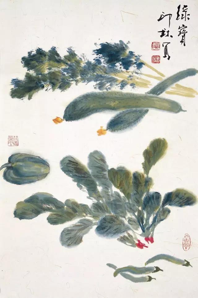 萧朗的国画写意果蔬作品