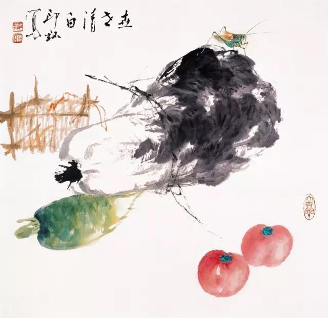 萧朗的国画写意果蔬作品