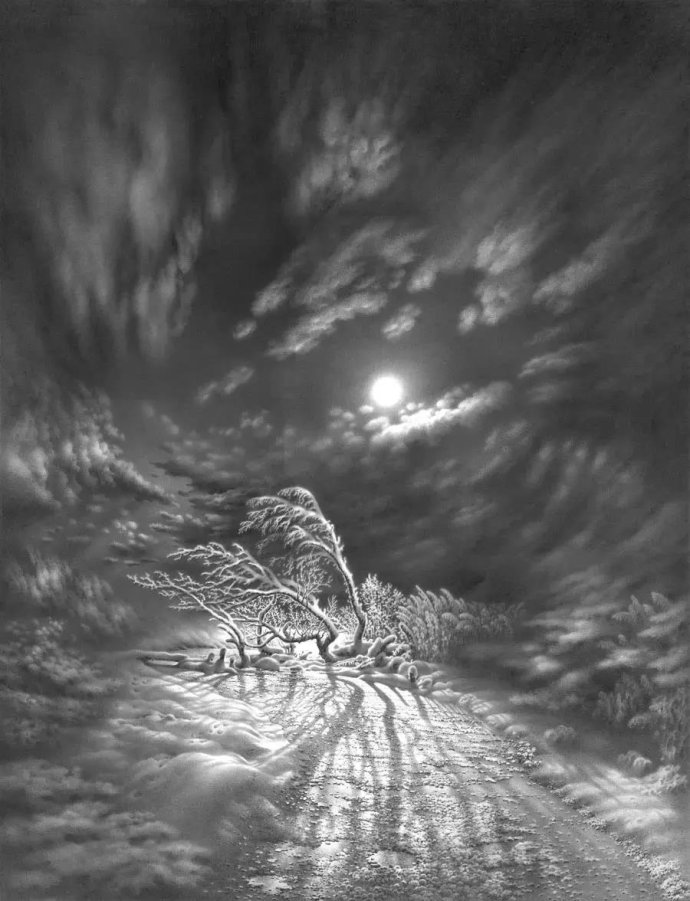 铅笔画雪景