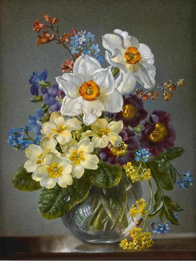 插画英国画家cecilkennedy花卉作品