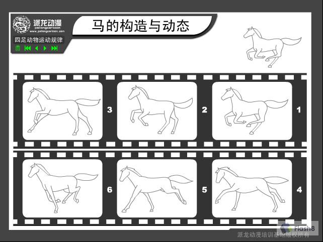 马奔跑分解图图片