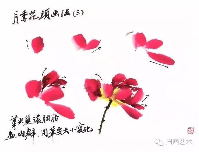 图文教程:中国写意花鸟画技法之月季花