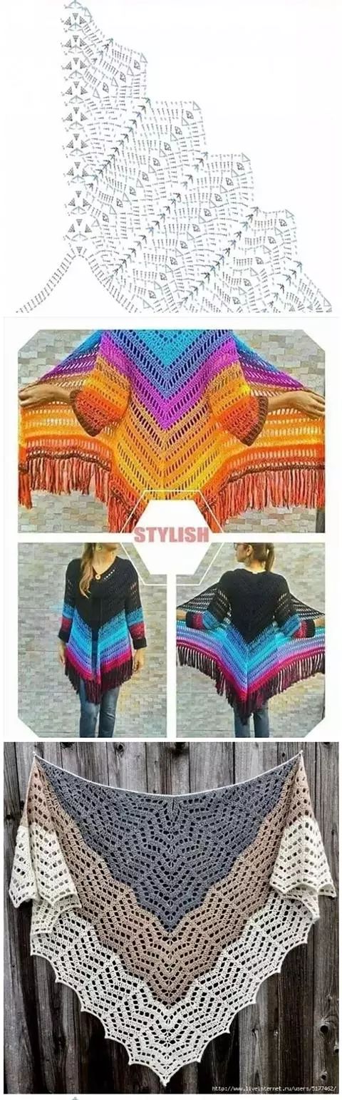 天气凉了教你钩织这样美丽的三角形披肩实在是太好看了