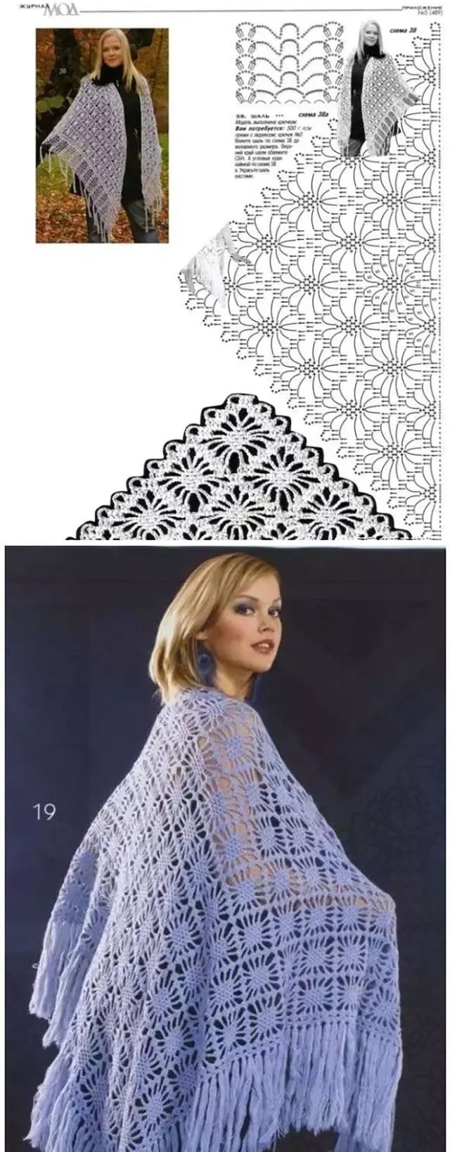 天气凉了教你钩织这样美丽的三角形披肩实在是太好看了