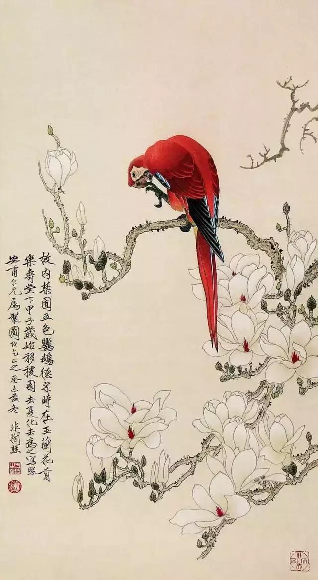 于非闇工笔花鸟画作品欣赏极美