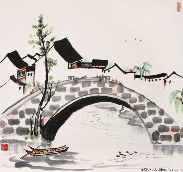 江南水乡吴冠中 周庄吴冠中1986 水乡桥头吴冠中1983 徽州小景吴冠中