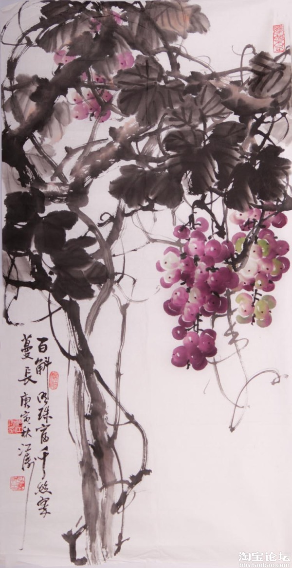 著名画家曾江涛葡萄松鼠中国画花鸟画欣赏