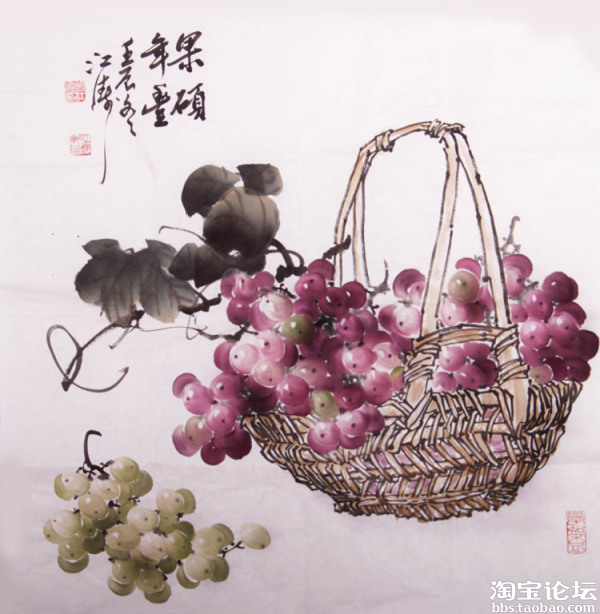 著名画家曾江涛葡萄松鼠中国画花鸟画欣赏