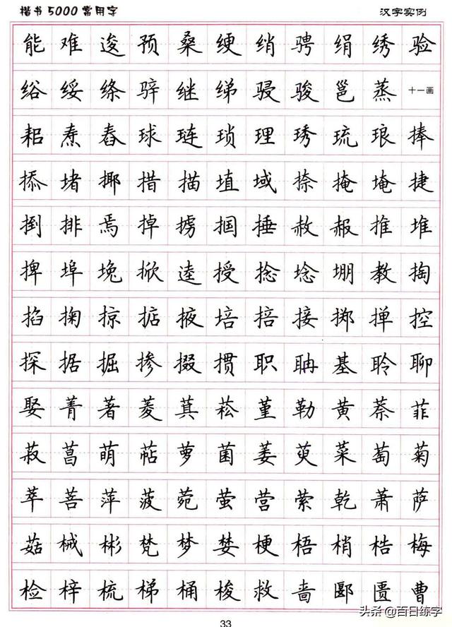 5000个楷书字库13个架构解析91个偏旁示范高清原图在文后获取26个笔画