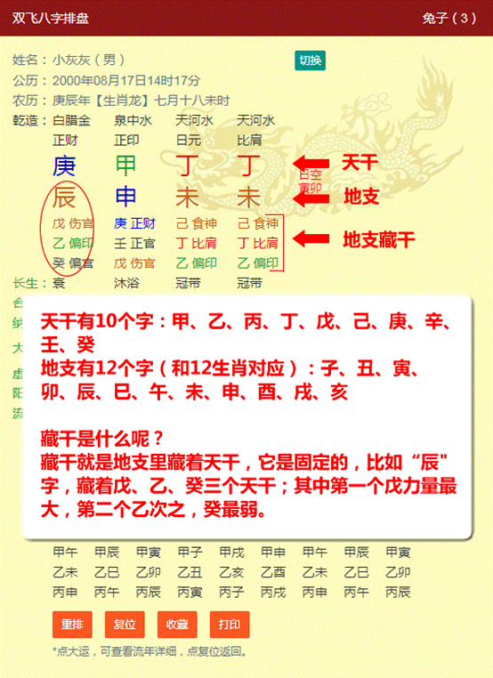 八字排盘算命详解图图片