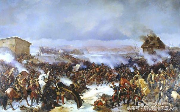 起初,战役是以传统的战争风格进行,受训较佳的瑞典军向俄军的左翼与