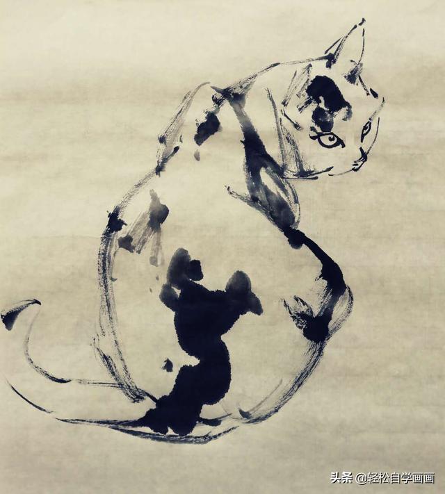 还是国画有意思寥寥几笔一只花猫瞬间跃然纸上这才叫艺术