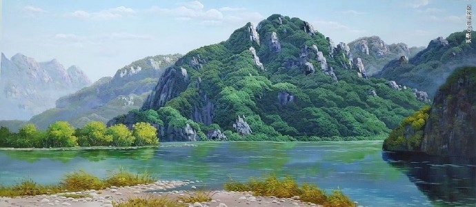朝鲜艺术家的工笔山水花鸟画10幅