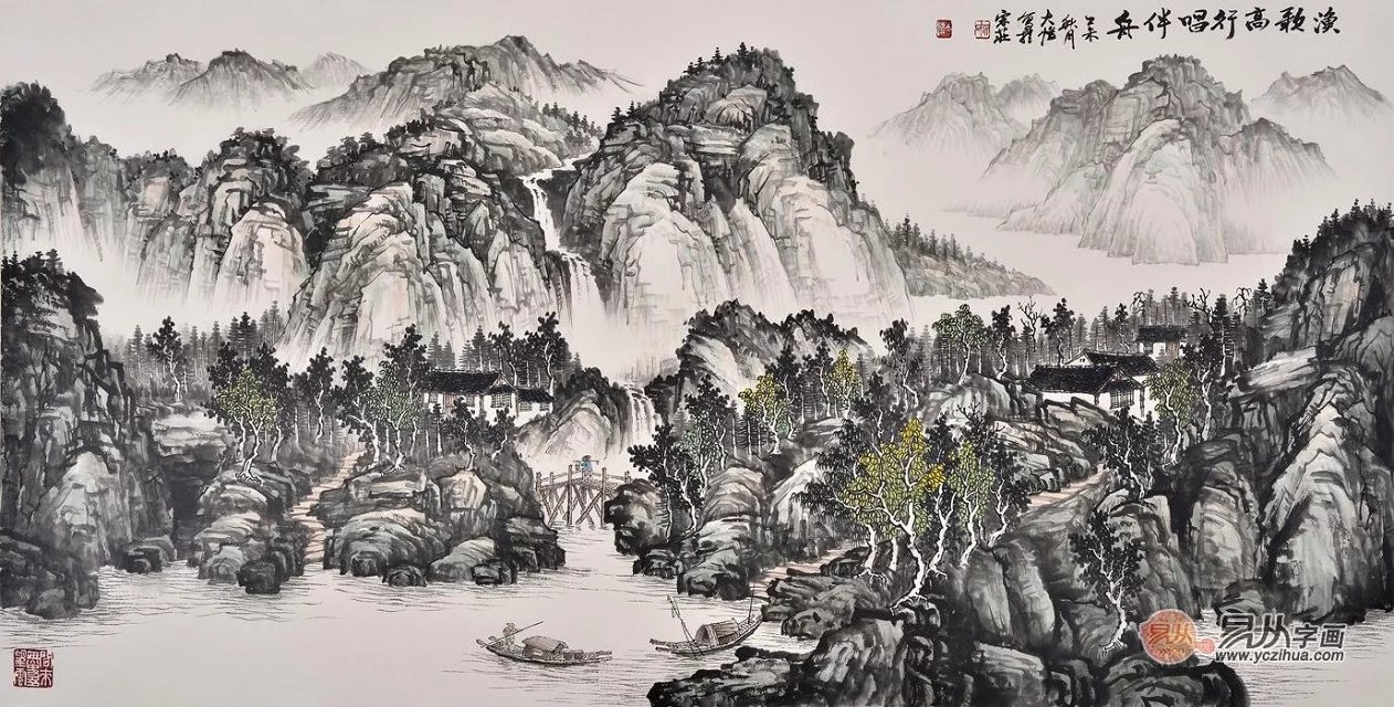 国画大师吴大恺山水画作品