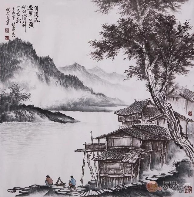 国画大师吴大恺山水画作品