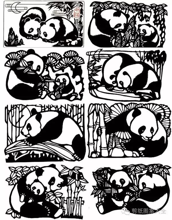 熊猫剪纸贴画图片大全图片