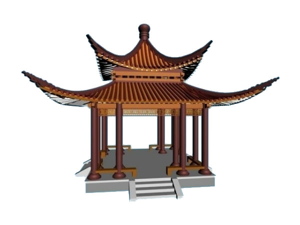 png素材透明免抠亭子小舟木雕音画素材63