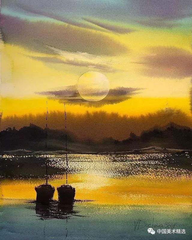 充满仙气的水彩风景