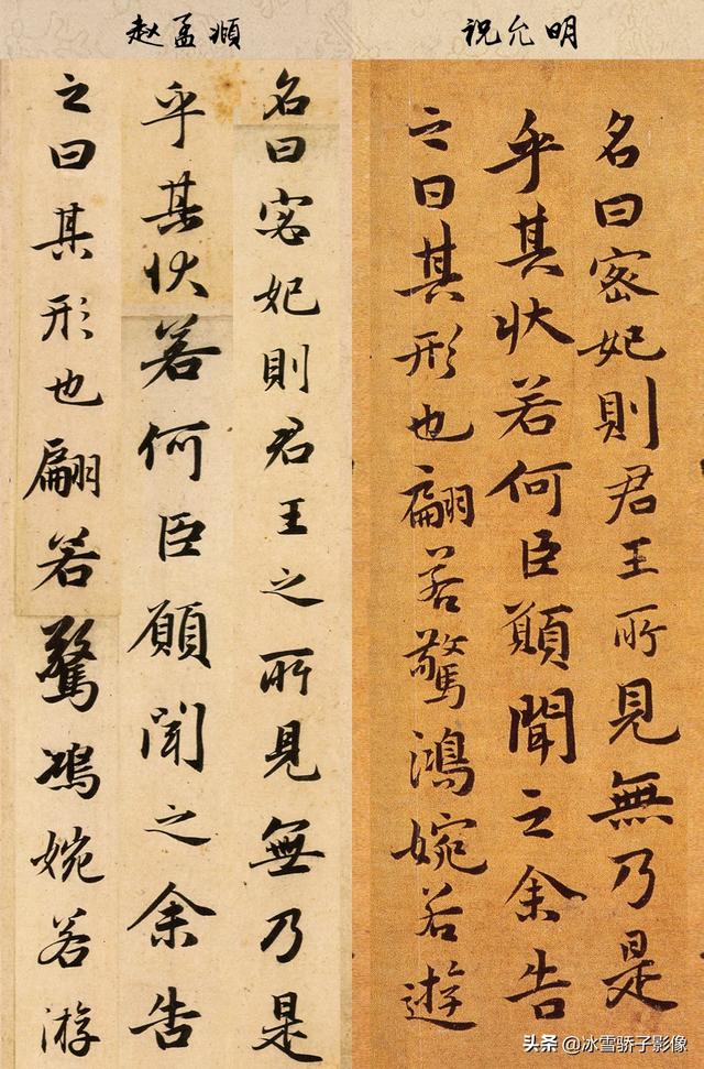 書法書法大家趙孟頫祝允明行書洛神賦對比您喜歡誰的