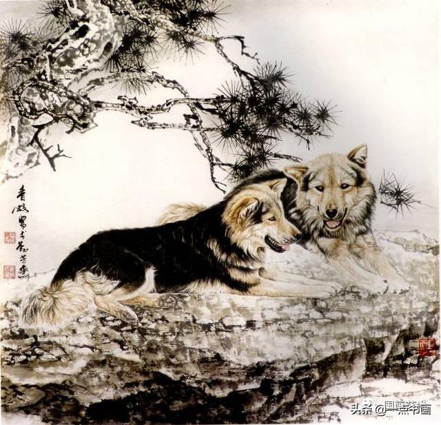 顾青蛟画狗作品分享