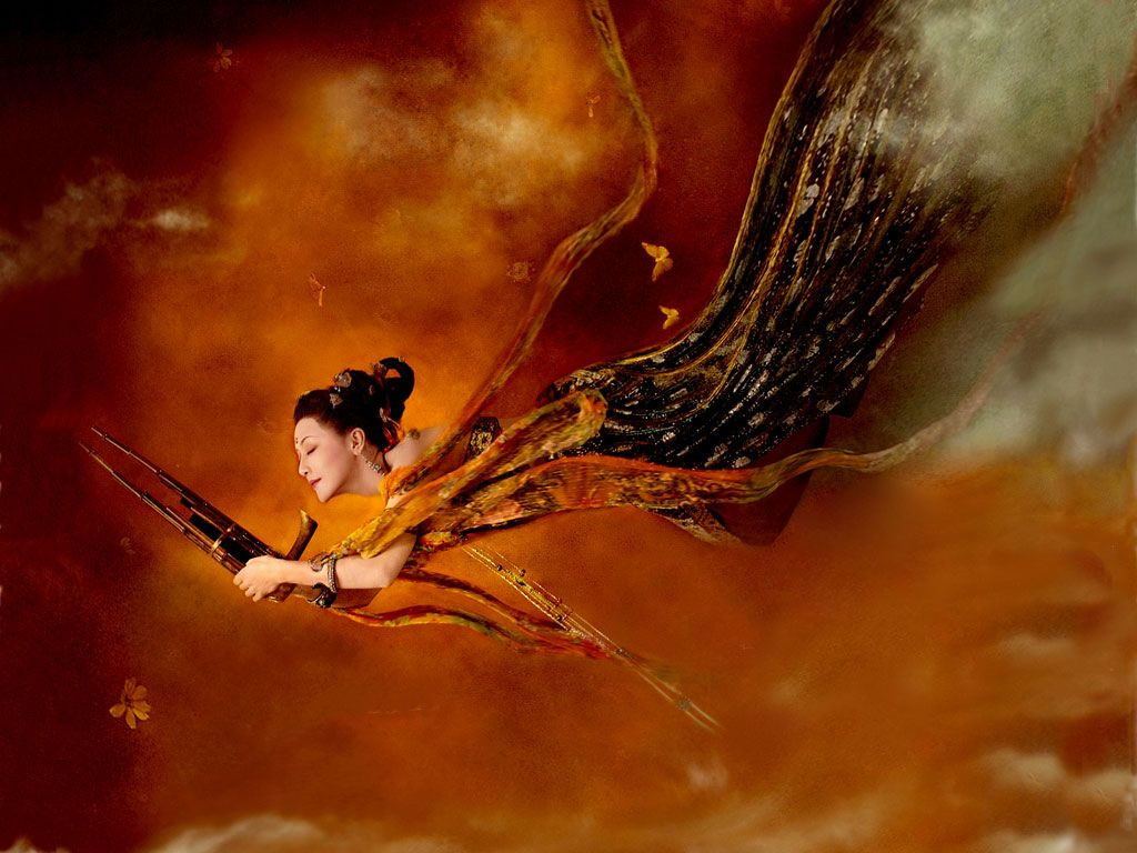 人体油画油画敦煌飞天之舞